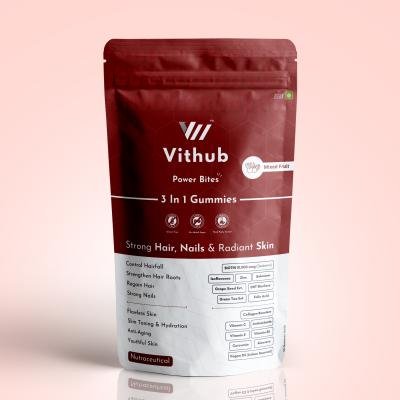 3in1 Gummies -Strong Hair, Nails And Radiant Skin-30 Days Pack | Sugar-Free, Third Party Tested and NABL Certified | One A Day